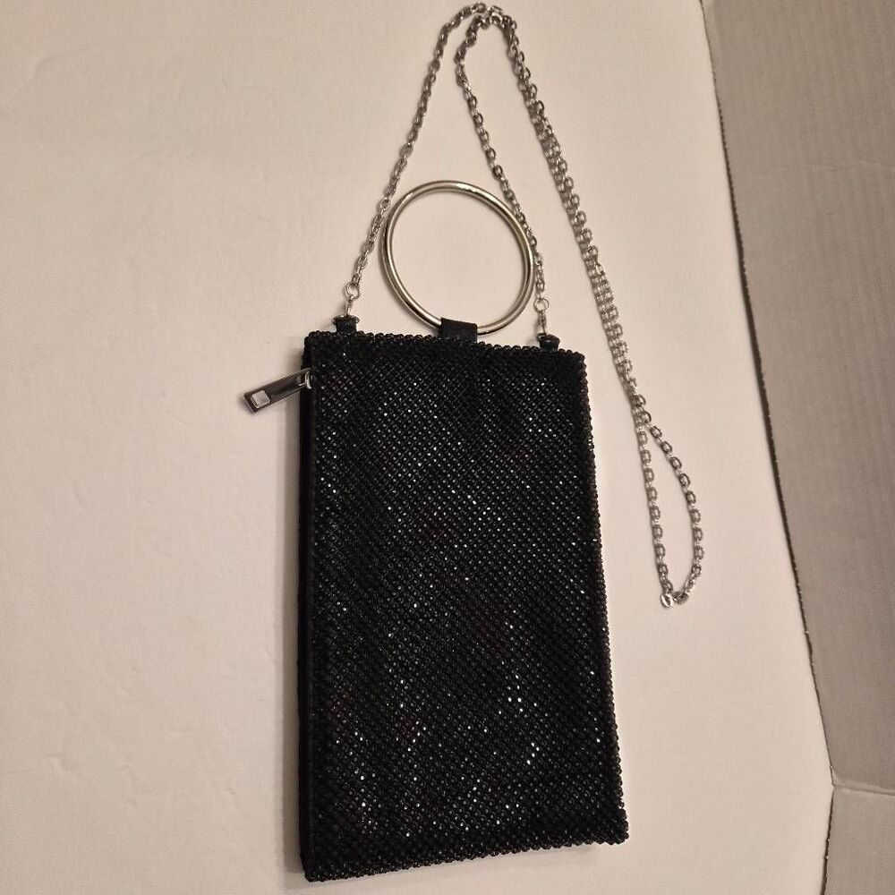 NWOT Black INC Molyy Sequin Bangle Clutch Party Pouch Bag Evening Purse Sexy - Picture 2 of 10
